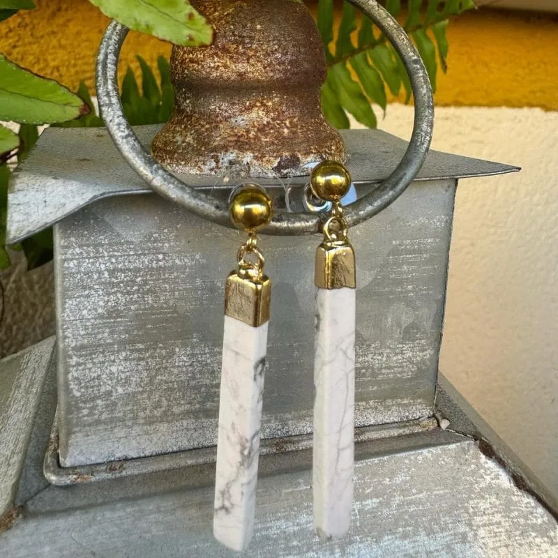 Pendientes en acero y minerales semi preciosos, foto 1